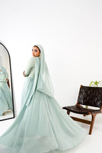 Load image into Gallery viewer, Amwaj gown with shoulder drappes in Mint with cover chest