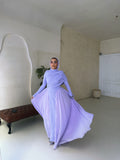 Amwaj gown with shoulder drappes in Lilac with chest cover