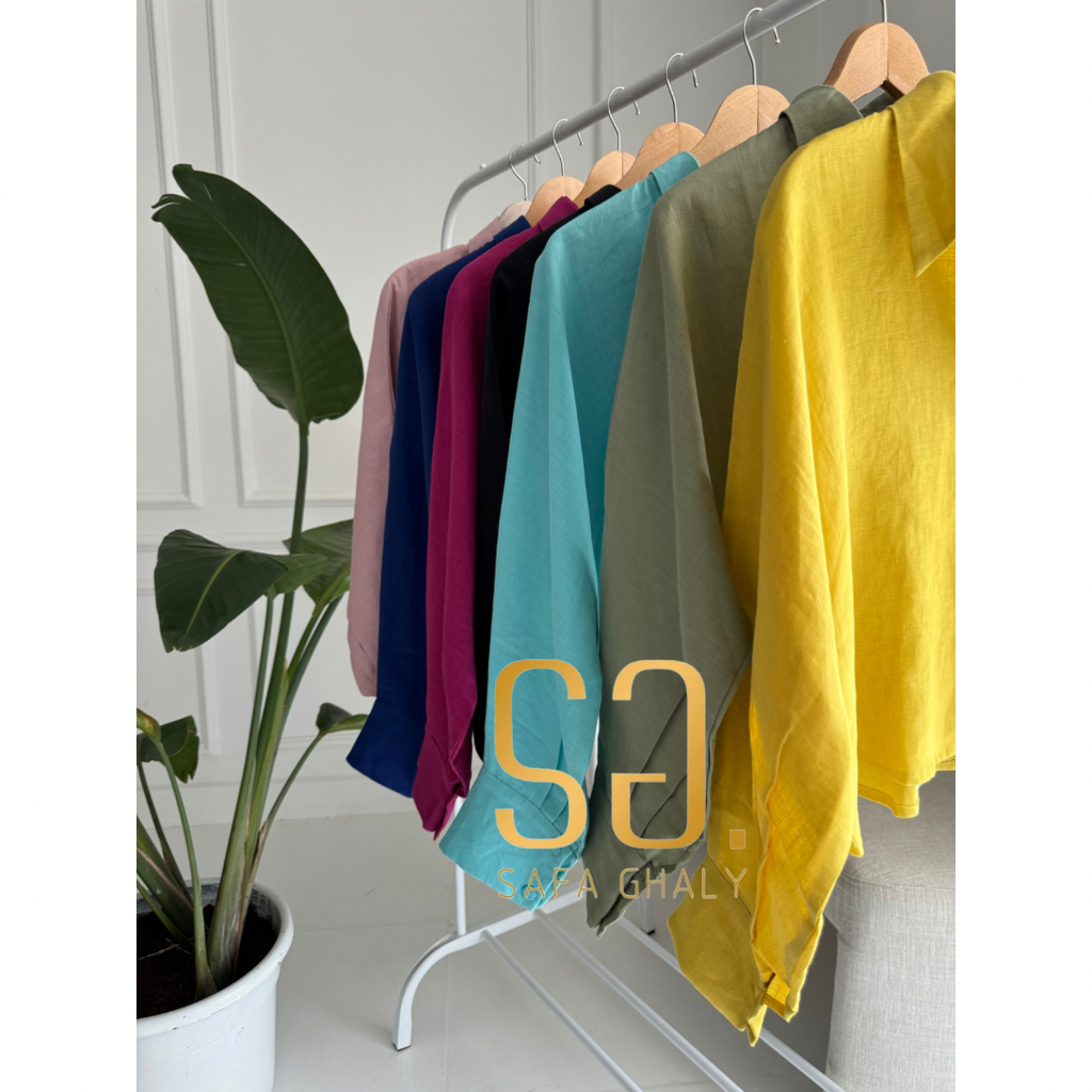 Pure linen cropped oversized shirt