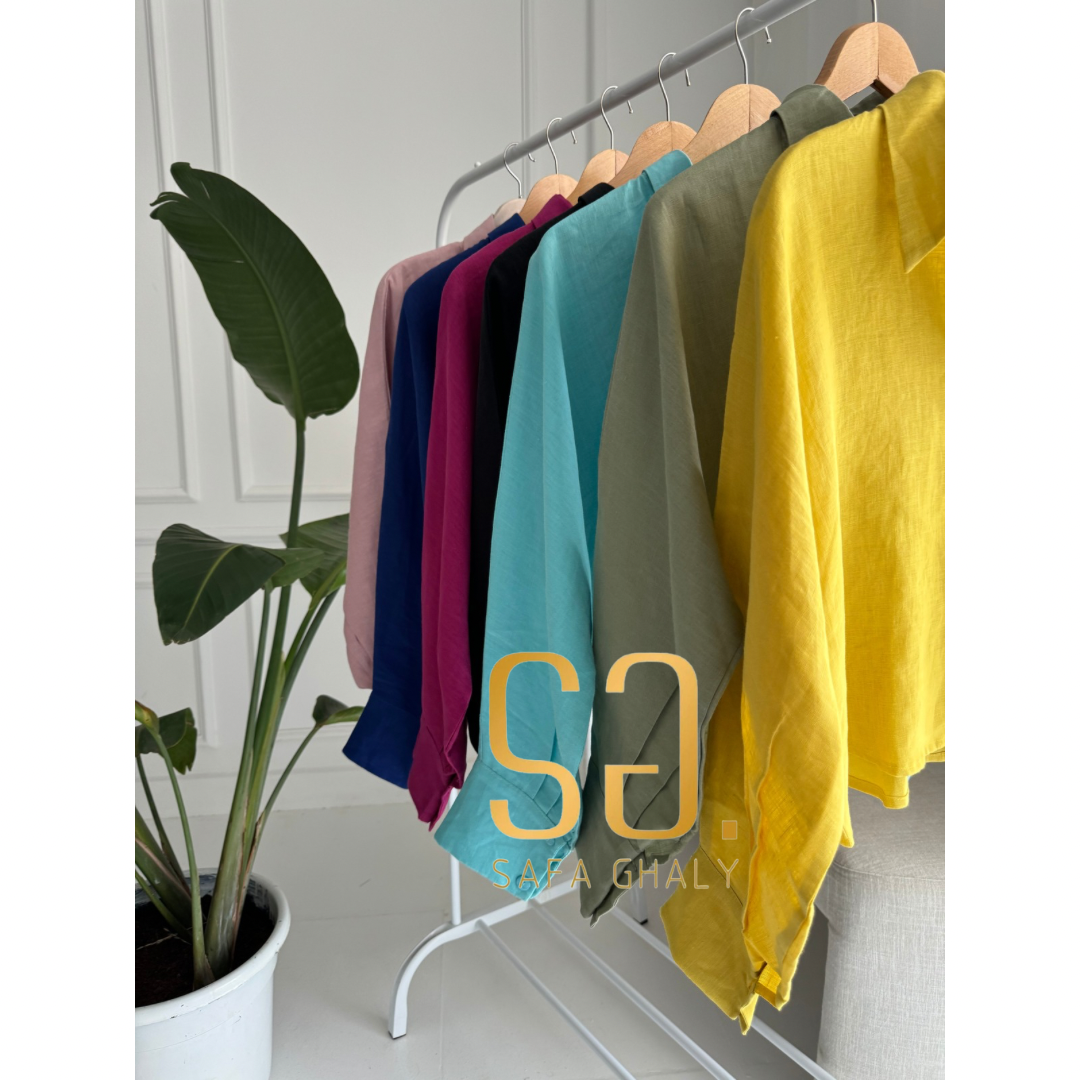 Pure linen cropped oversized shirt