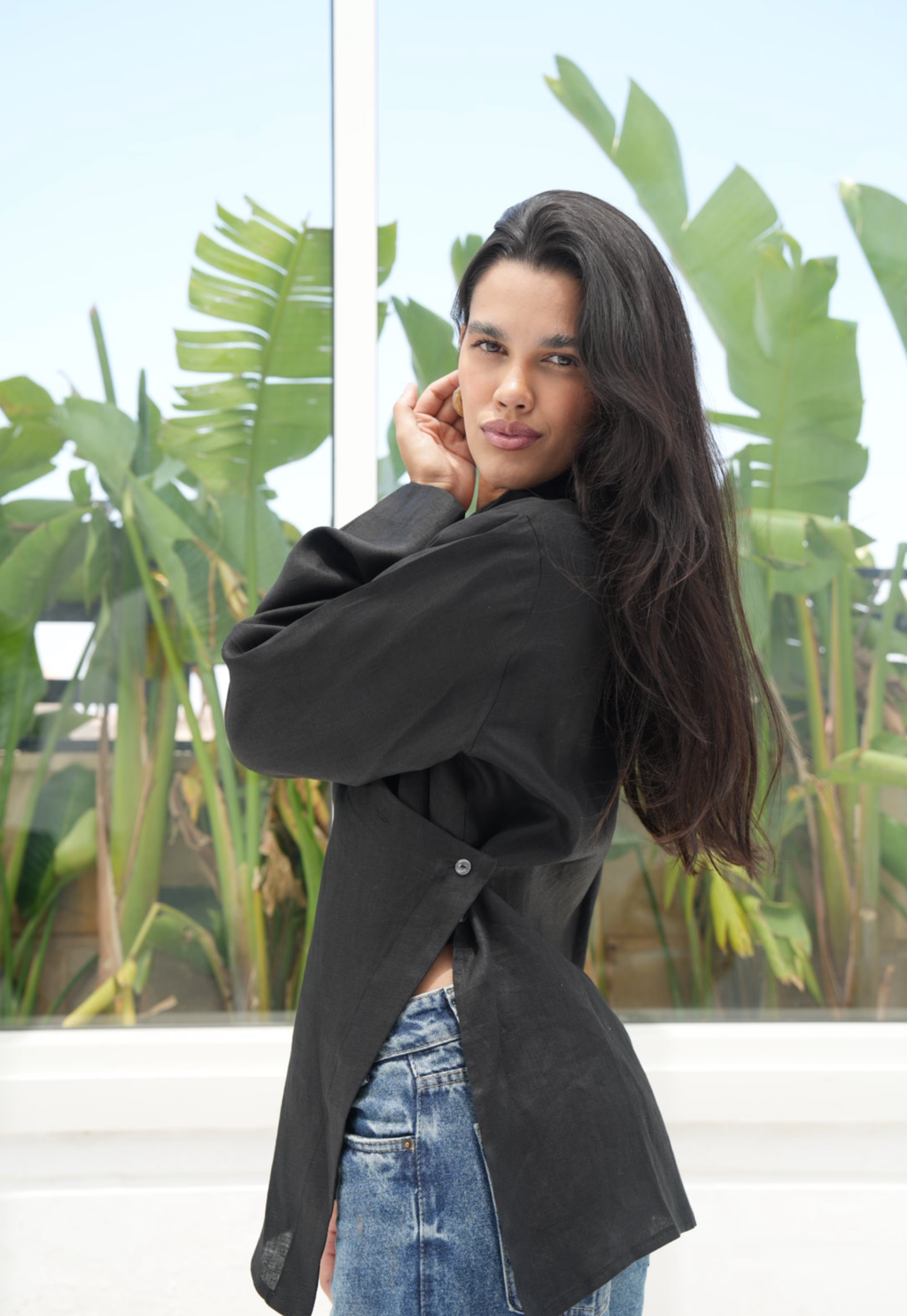 Pure linen High-Low shirt