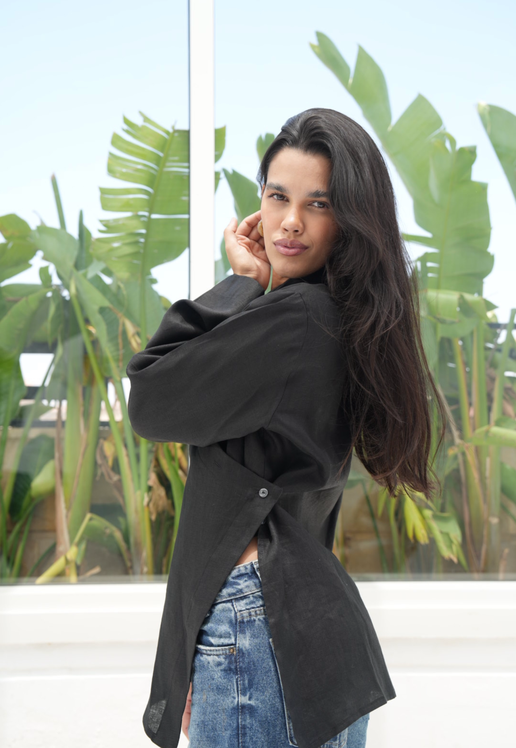 Pure linen High-Low shirt