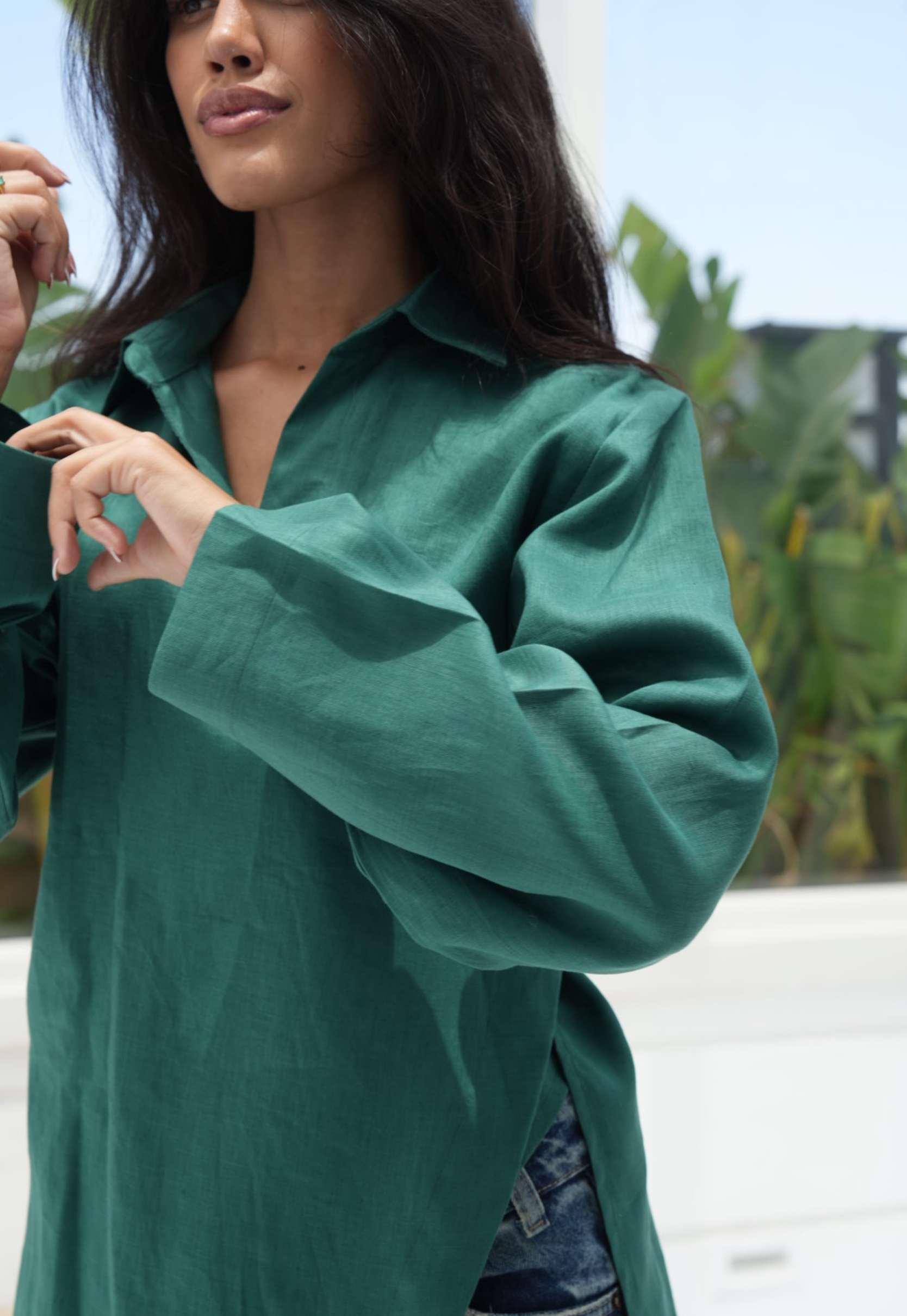 Pure linen High-Low shirt