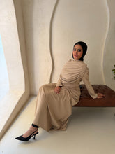 Load image into Gallery viewer, One-Side Draped Maxi Dress with Chest Cover in Beige

