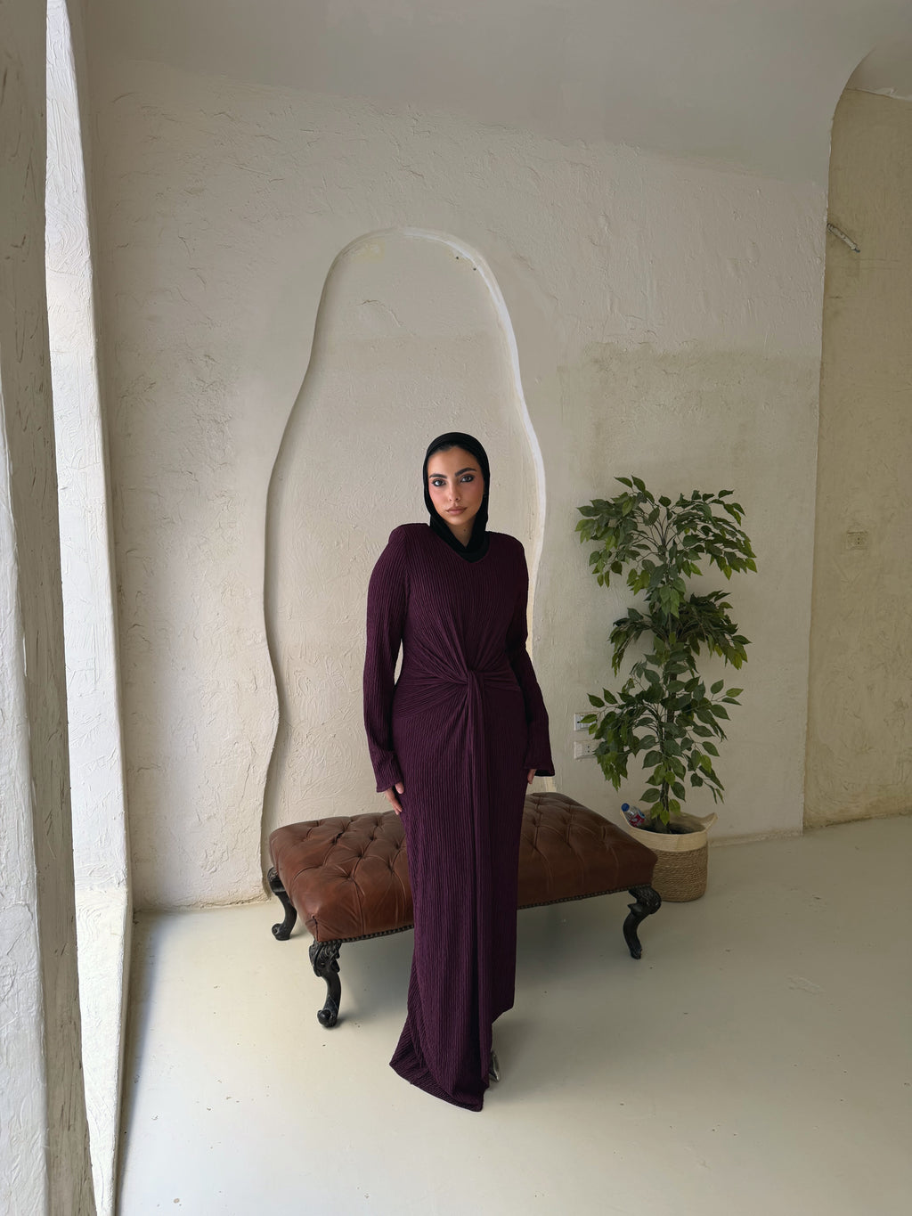 Twisted knot maxi dress in purple