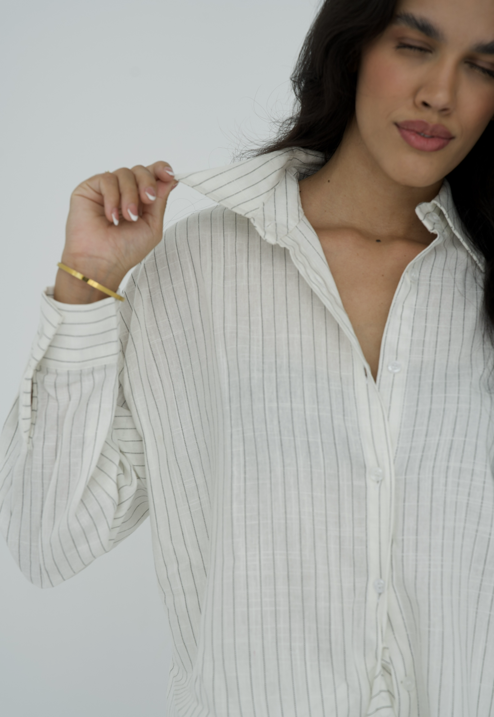 Pinstripe linen wrap Set