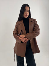 Load image into Gallery viewer, Faux Leather Coat in Camel
