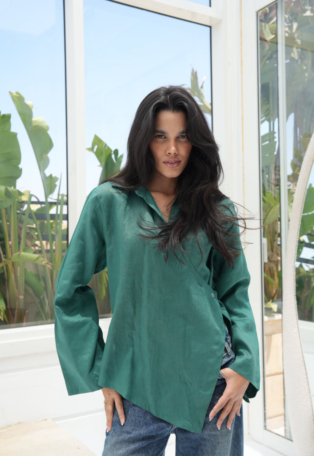Pure linen High-Low shirt