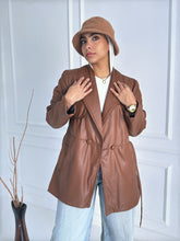 Load image into Gallery viewer, Faux Leather Coat in Camel
