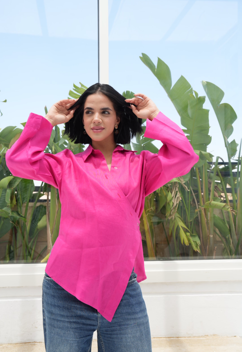 Pure linen High-Low shirt