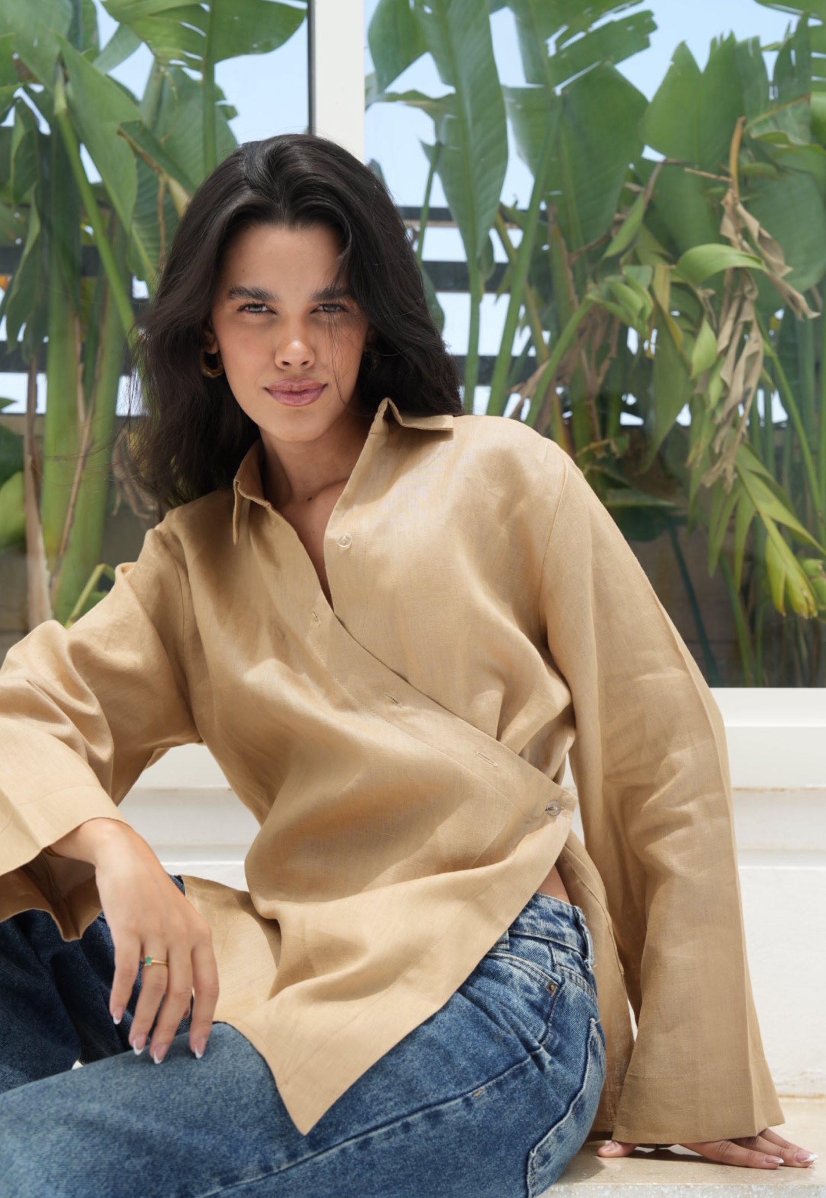 Pure linen High-Low shirt