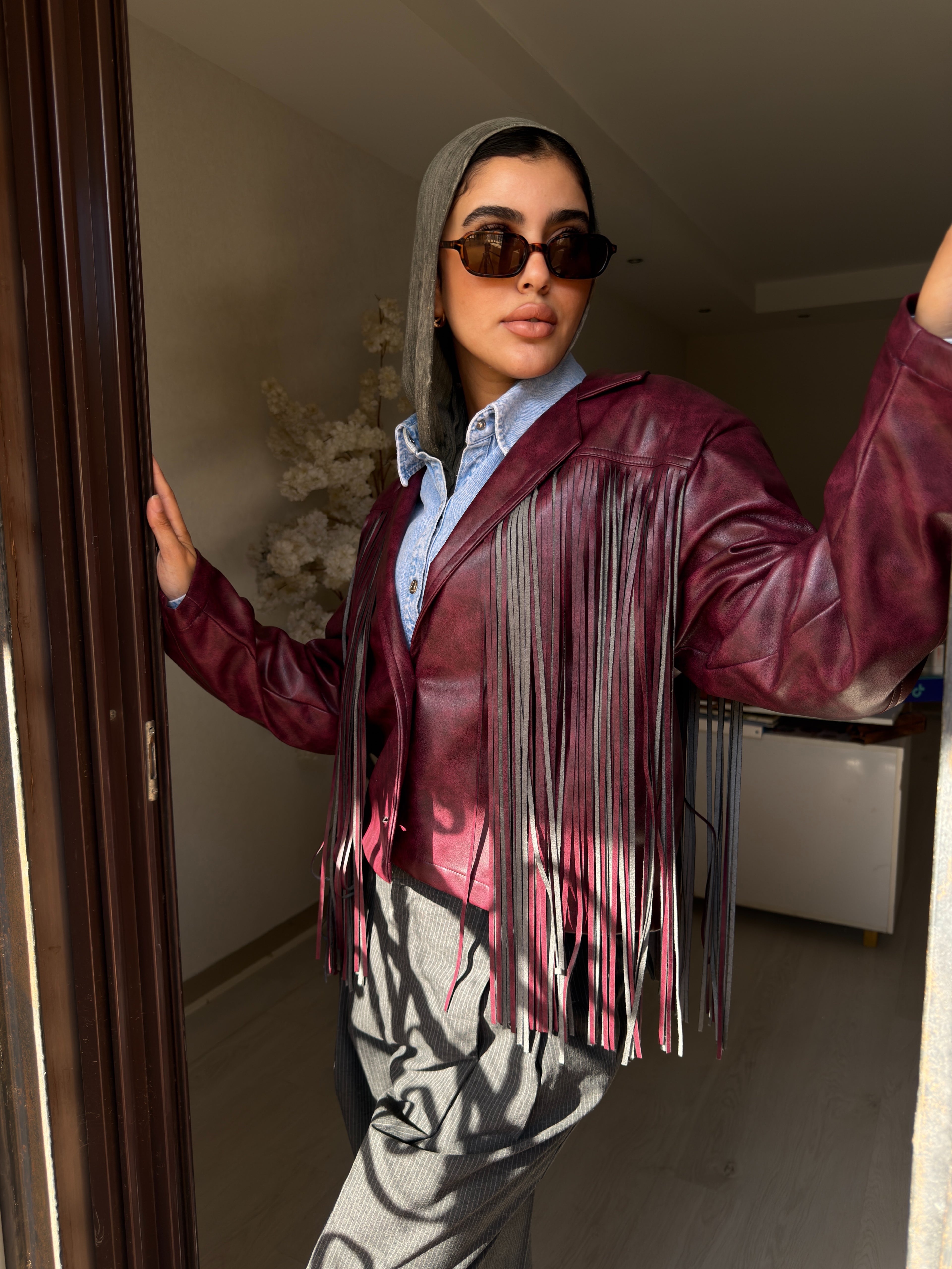Fringes Faux Leather Jacket