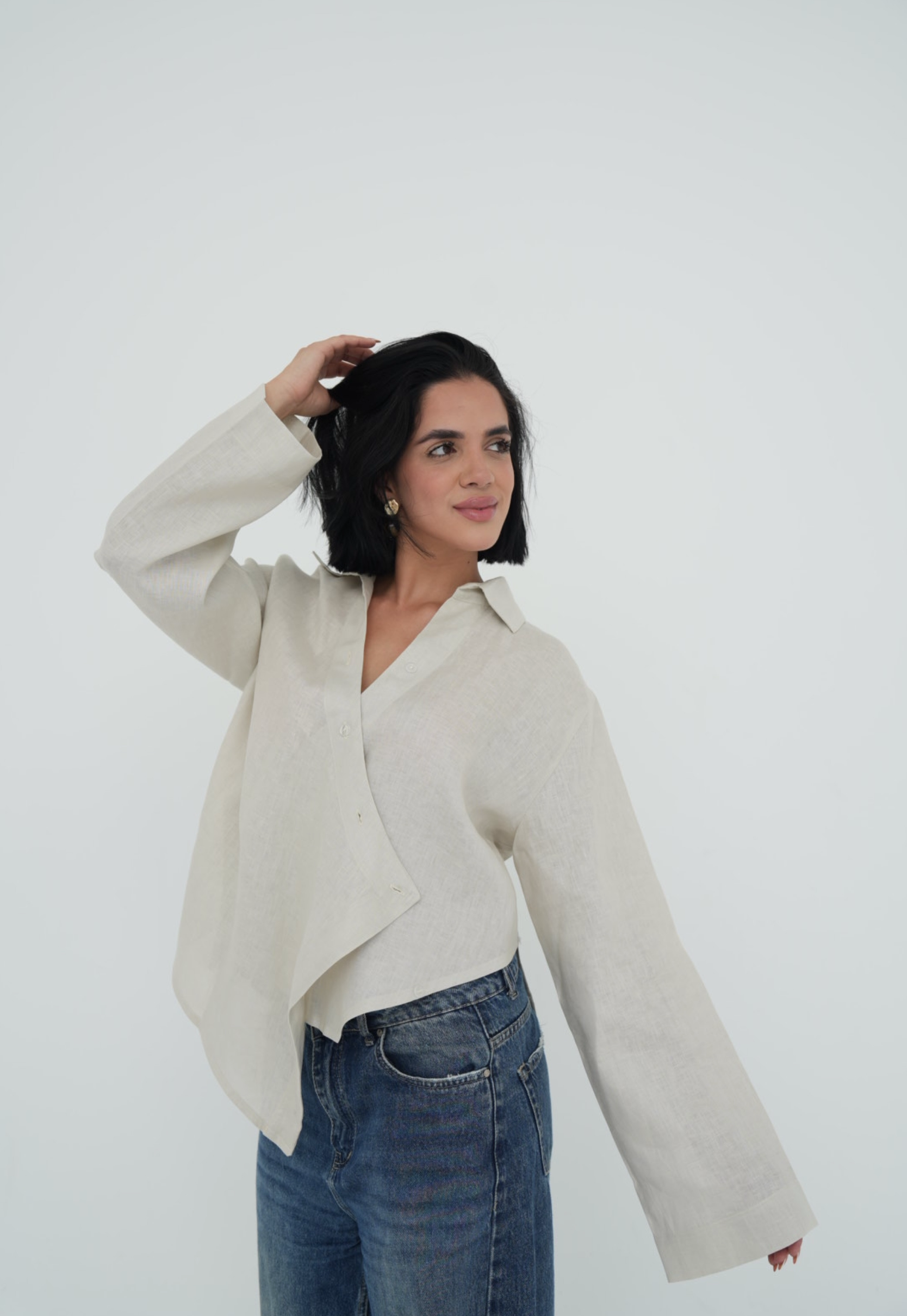 Pure linen High-Low shirt