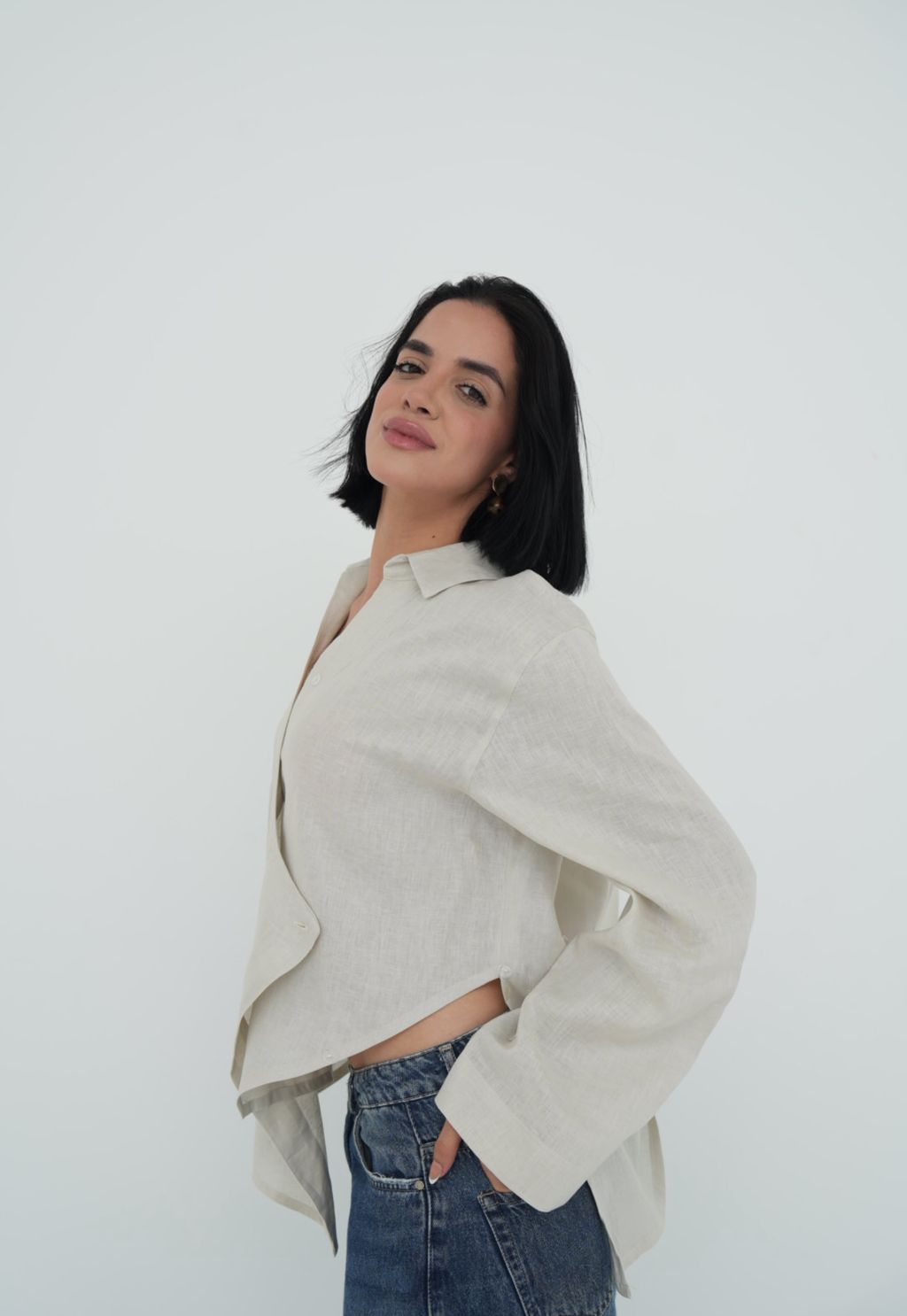 Pure linen High-Low shirt
