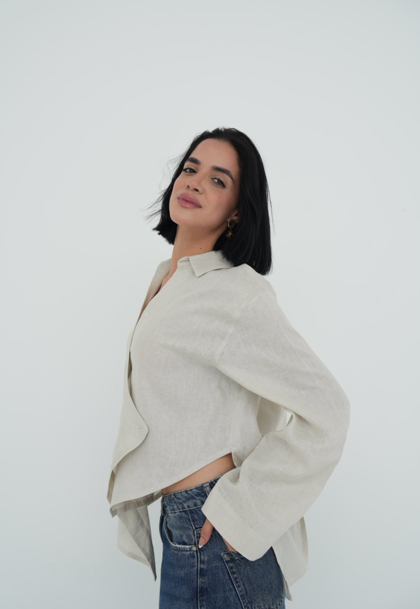 Pure linen High-Low shirt