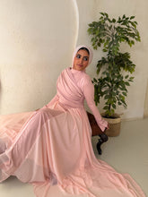 Load image into Gallery viewer, Amwaj gown with shoulder drapes in Pink with chest cover
