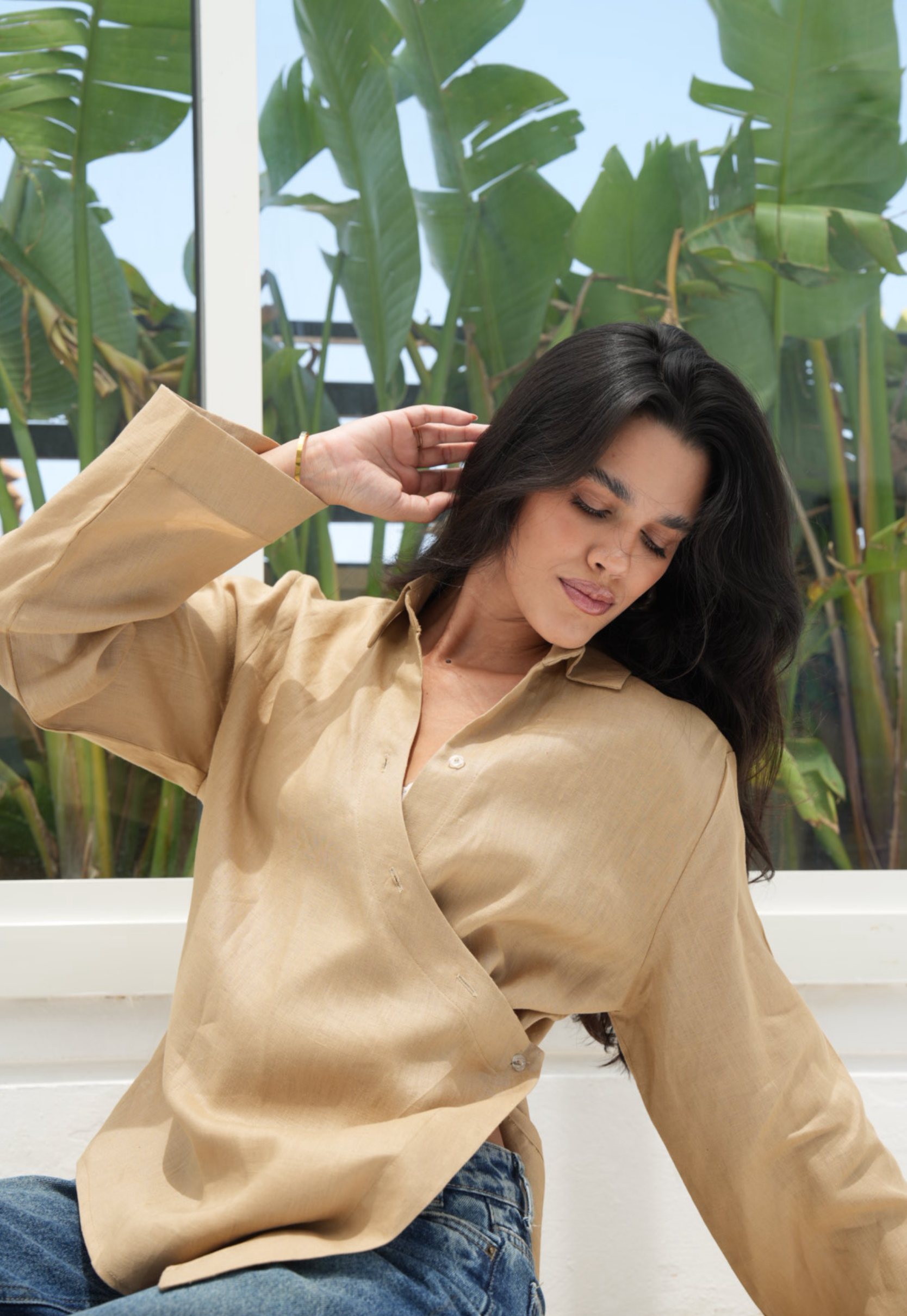 Pure linen High-Low shirt
