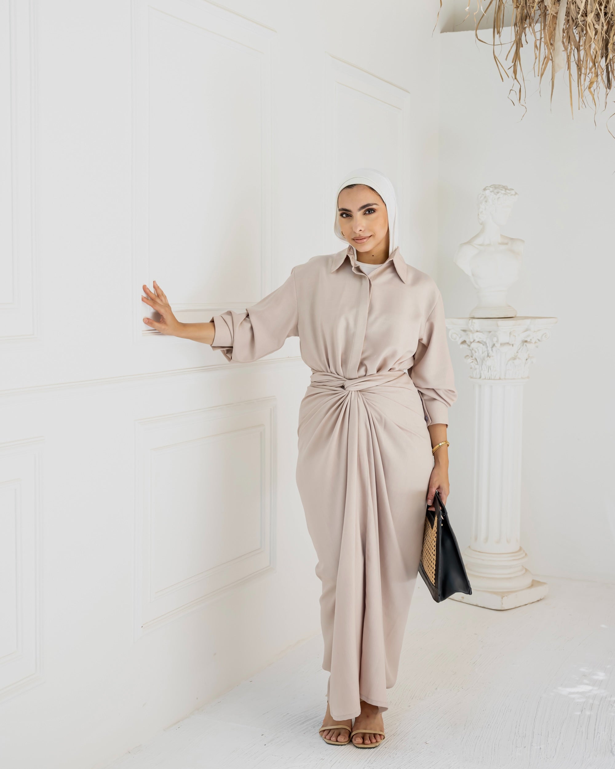 Monochrome Shirt & Wrapped Skirt Set