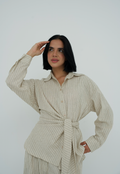 Pinstripe linen wrap Set