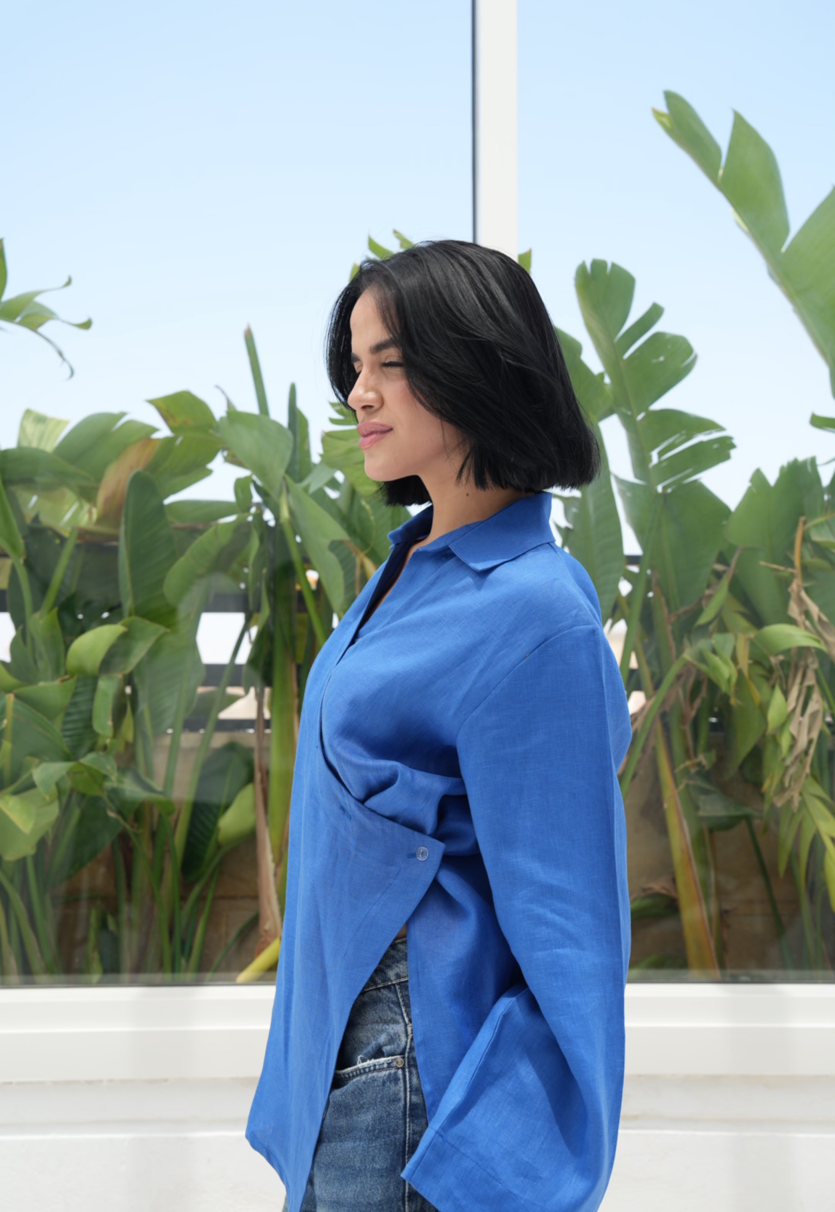 Pure linen High-Low shirt