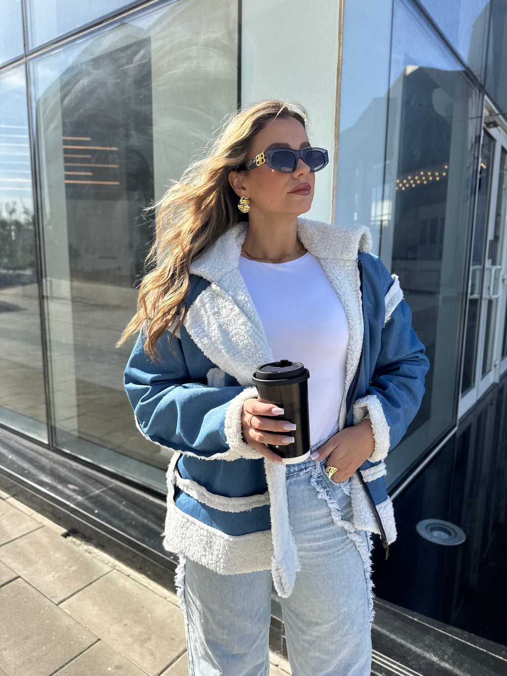 Denim fur jacket