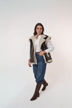 Load image into Gallery viewer, Fur-Lined Leather Vest in brown
