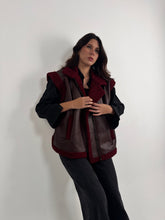 Load image into Gallery viewer, Fur-Lined Leather Vest in burgundy
