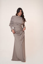 Load image into Gallery viewer, One-Side Draped Maxi Dress with Chest Cover in Griesh
