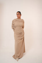 Load image into Gallery viewer, One-Side Draped Maxi Dress with Chest Cover in Beige
