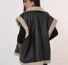 Load image into Gallery viewer, Fur-Lined Leather Vest in brown
