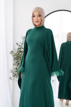 Load image into Gallery viewer, Butterfly feathers sleeves Abaya-Dress in Green
