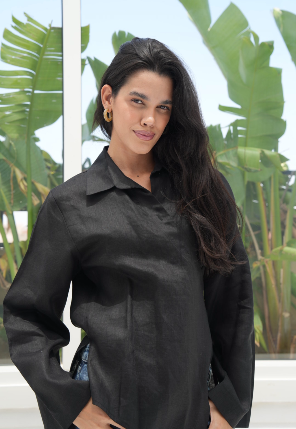 Pure linen High-Low shirt