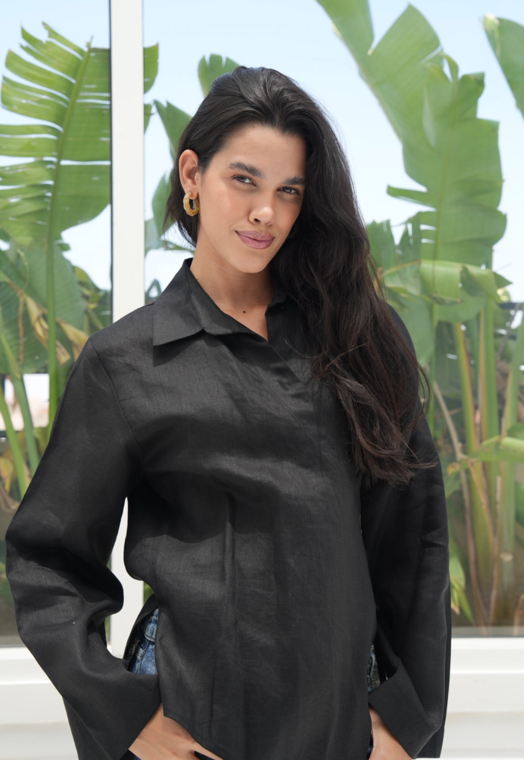 Pure linen High-Low shirt