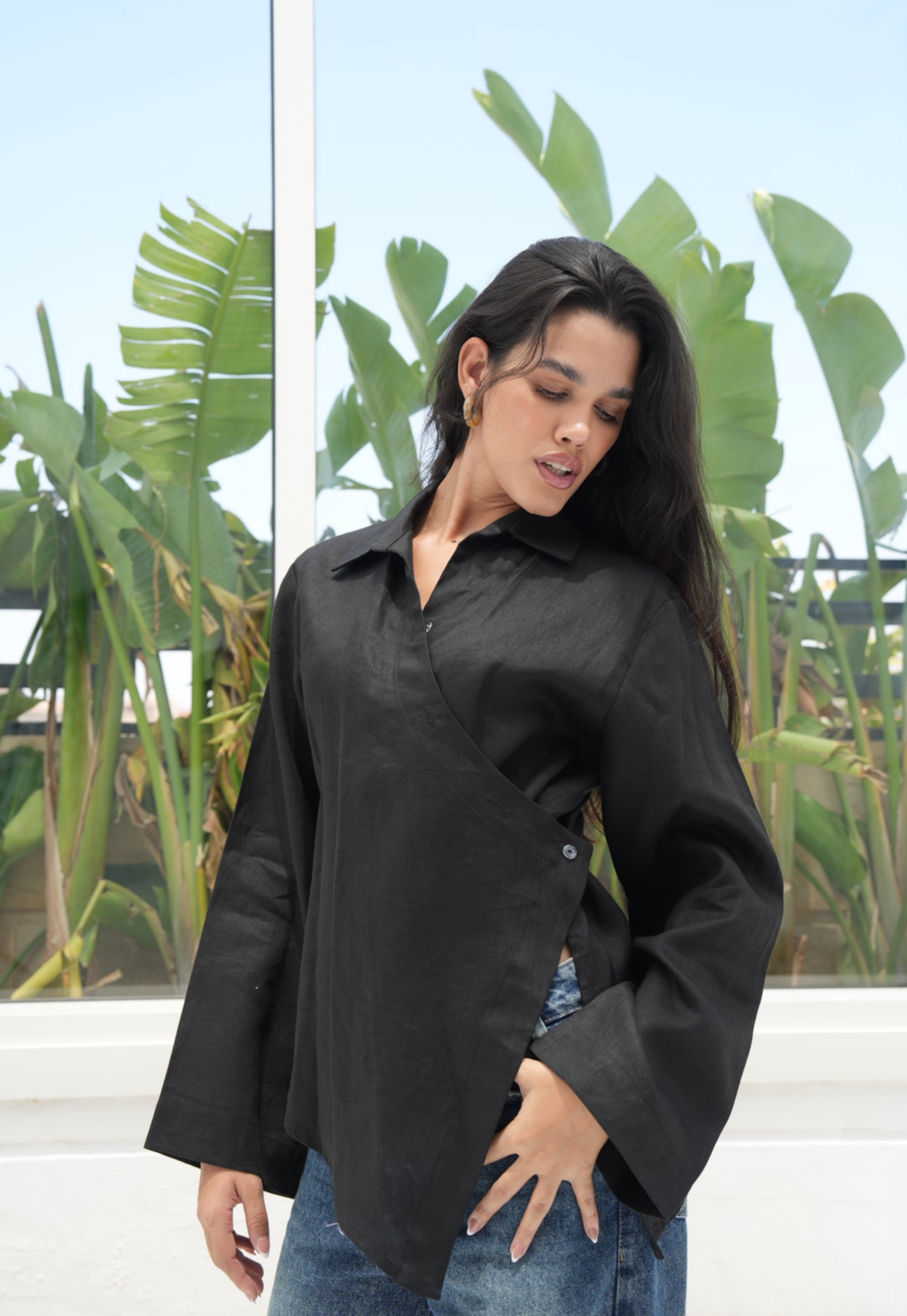 Pure linen High-Low shirt