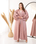 Puffed sleeves kaftan in nude pink