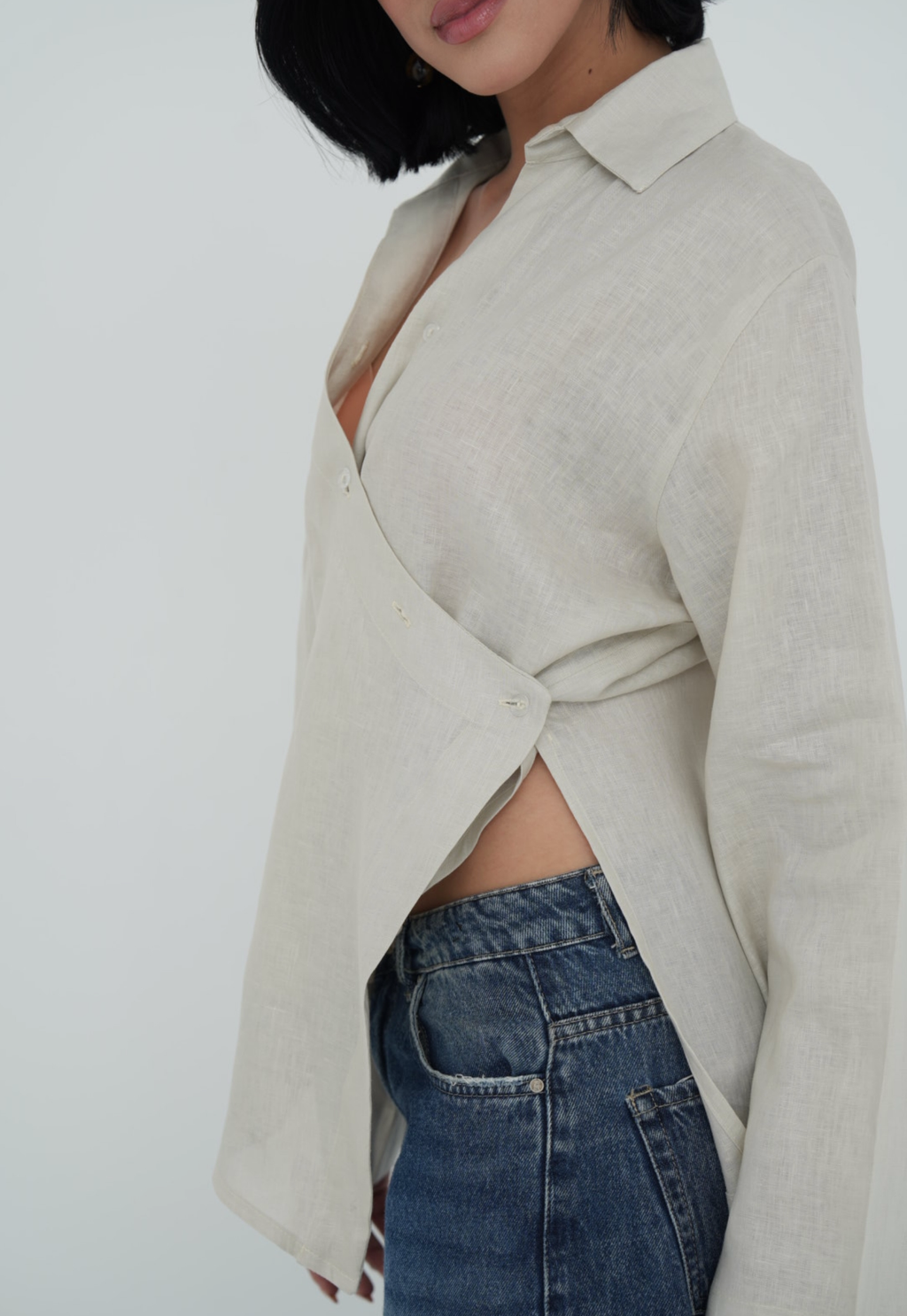 Pure linen High-Low shirt