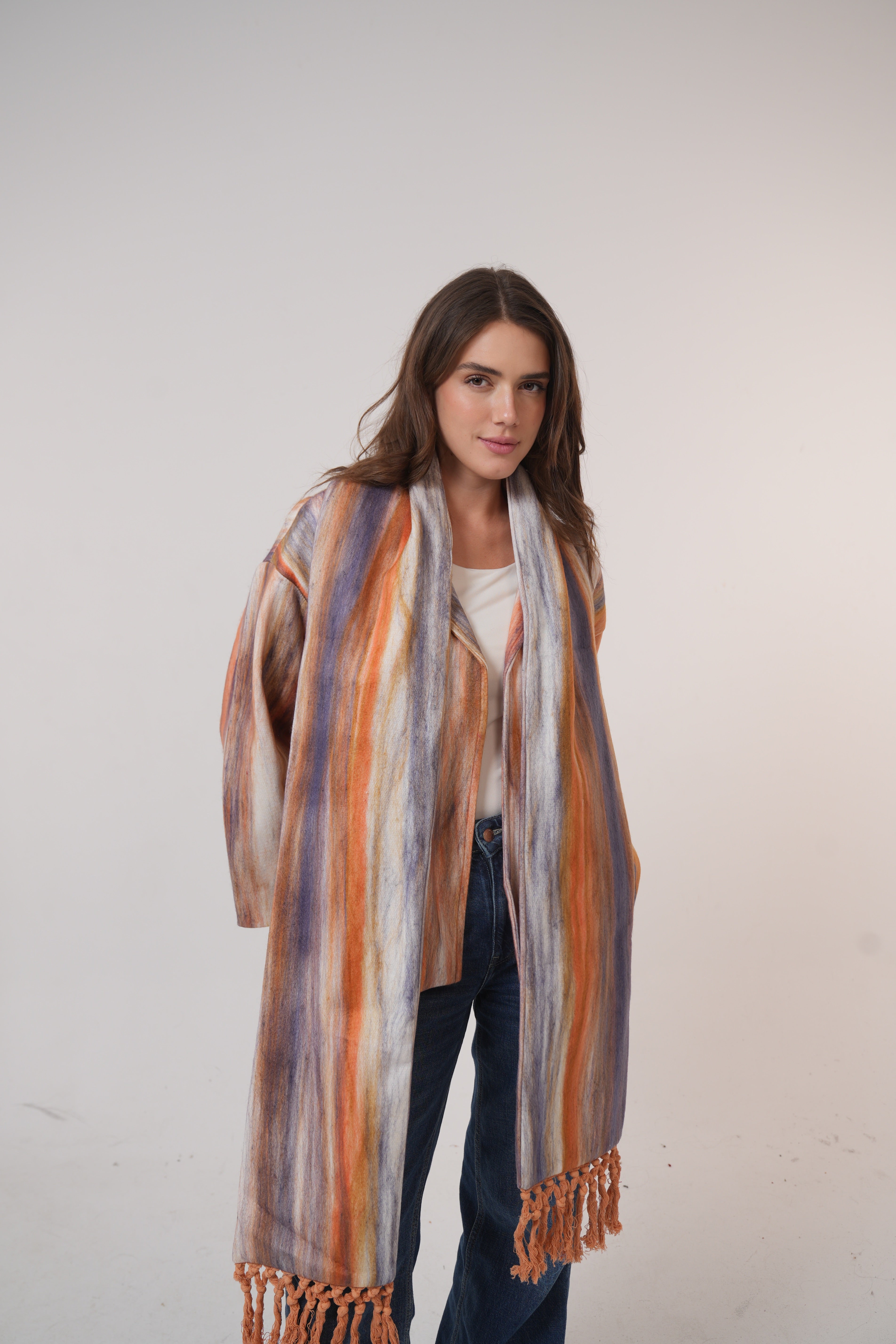 Pure wool jacket with Shawl in beige
