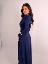 Load image into Gallery viewer, One-Side Draped Maxi Dress with Chest Cover in Navy
