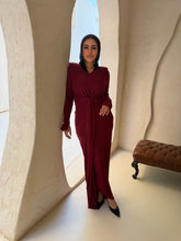 Load image into Gallery viewer, Twisted knot maxi dress in Dark red
