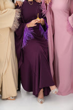 Load image into Gallery viewer, Butterfly feathers sleeves Abaya-Dress in Purple
