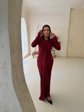 Load image into Gallery viewer, Twisted knot maxi dress in Dark red

