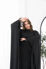 Load image into Gallery viewer, Butterfly feathers sleeves Abaya-Dress in Black
