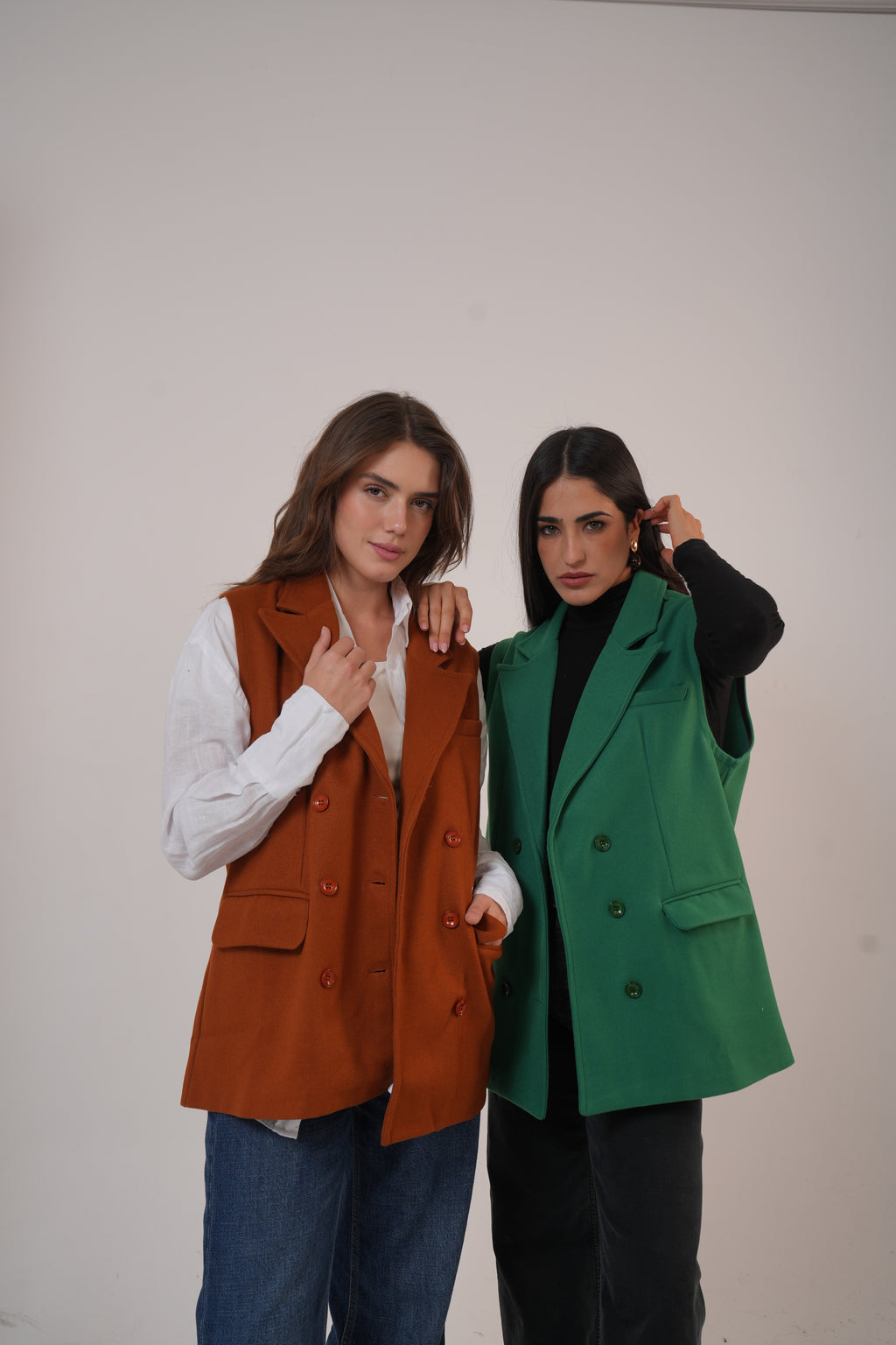 Wool Sleeveless Pocket long Vest
