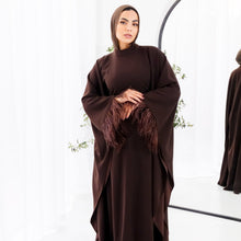 Load image into Gallery viewer, Butterfly feathers sleeves Abaya-Dress in Brown
