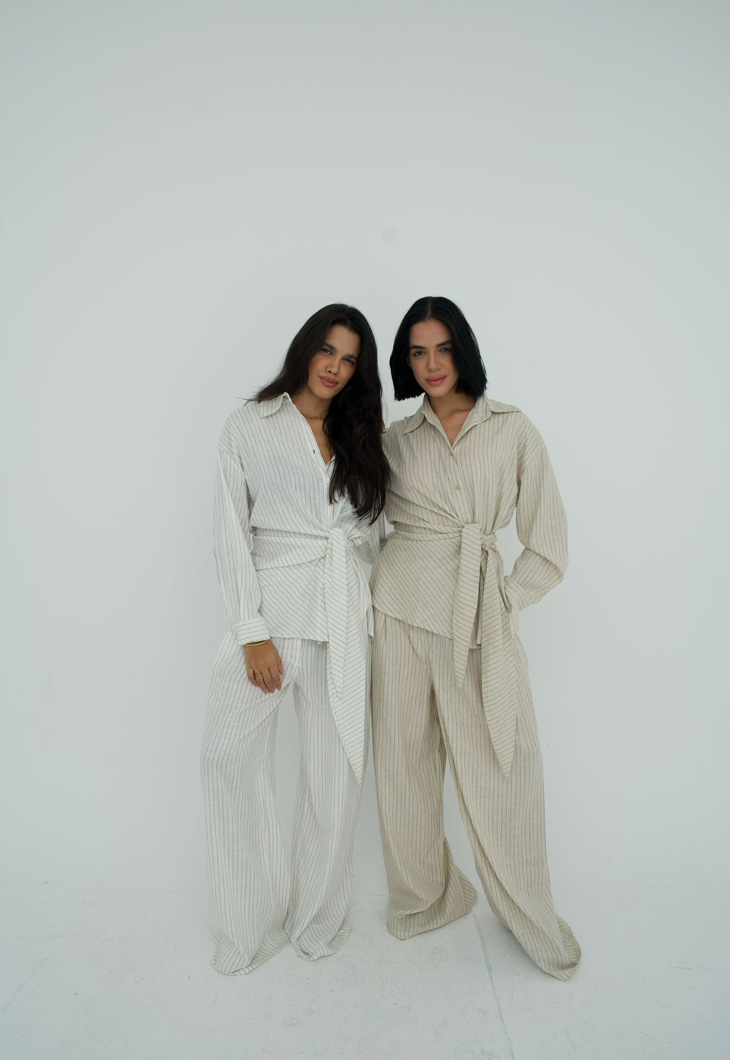 Pinstripe linen wrap Set