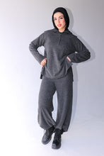 Load image into Gallery viewer, Half Zipper Sweater Top and Wide Leg Pants Set in Dark Grey
