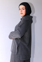Load image into Gallery viewer, Half Zipper Sweater Top and Wide Leg Pants Set in Dark Grey
