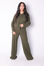 Load image into Gallery viewer, Half Zipper Sweater Top and Wide Leg Pants  Set in Olive
