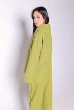 Load image into Gallery viewer, Half Zipper Sweater Top and Wide Leg Pants Set in Lime Green
