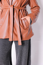 Load image into Gallery viewer, Faux Leather Coat in Camel
